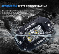 Projecteurs LED Aurora sans vis, 2 pouces, pour travaux tout-terrain, bateaux, voitures, camions, VTT, SUV