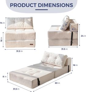 4 in 1 Folding Sofa Bed Convertible Sleeper <strong>Chair</strong> <strong>with</strong> Pillow <strong>with</strong> <strong>Back</strong> <strong>Support</strong> Couches Foam <strong>Floor</strong> Mattress <strong>with</strong> Cushion - Product Image 5