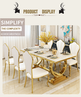 Ensemble de table à manger de luxe moderne avec dessus en marbre et pieds en métal extensible pour les meubles de salle à manger et les invités