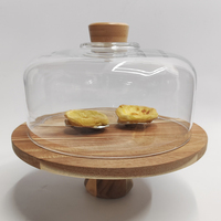 Support à gâteau en bois d'usine personnalisé avec couvercle supérieur en acrylique pour l'affichage de fruits et le service de gâteaux Outils pour gâteaux