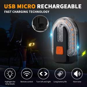 Feux de signalisation de vélo avec klaxon, 7 LED, feu de freinage directionnel pour vélo, ensemble de montage fixe, feux arrière de vélo, sécurité dans l'obscurité - Product Image 6