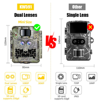 Caméra de chasse extérieure pour sentiers de faune, sans flash, double capteur, vision nocturne FHD 1080P, double objectif CMOS, étanche IP67, 30MP