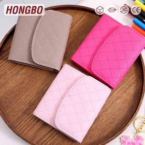 Hongbo Top Xmas/School Gift 10-Color Pebble Quilted Leather Mini Portable Multi-Functional Card Wallet pour Bill, Cash, Money - Product Image 1