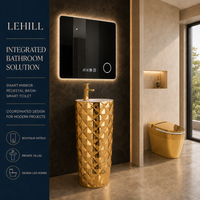 Urinal Keramik Mewah Berlapis Emas lehill, Urinal Gantung Dinding untuk Hotel Komersial, Toilet Pria, Perlengkapan Sanitasi, Grosir OEM