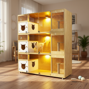 Meuble de cage pour <span class=keywords><strong>chat</strong></span> d'intérieur moderne avec enclos en verre, <span class=keywords><strong>appartement</strong></span> et solution de logement de luxe pour <span class=keywords><strong>chat</strong></span>, idéal pour les animaleries et l'usage domestique - Product Image 2