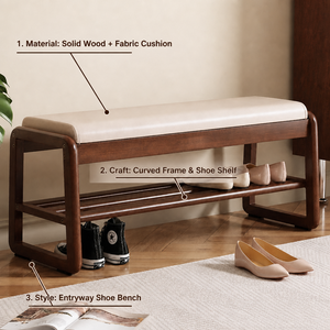 Shoe <strong>Bench</strong> with Storage Wooden Entryway Hall <strong>Bench</strong> Padded Cushion Seat Shoe Rack <strong>Shelf</strong> for Home and Office - Product Image 3