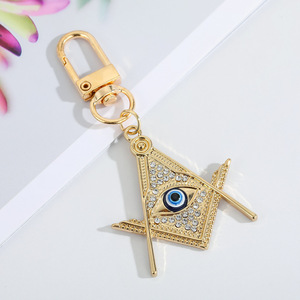 Porte-clés créatif en métal avec perles œil de mauvais œil, œil bleu, porte-clés - Product Image 3