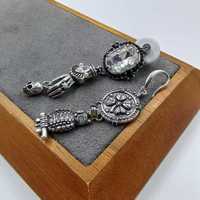 Pendientes Asimétricos Retro con Diseño de Búho Fantasma, Pendientes de Borla de Cinco Estrellas, Pendientes Retro Femeninos de Cobre con Incrustaciones de Diamantes