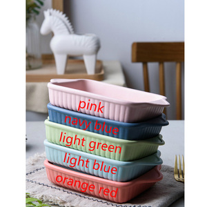 OEM nuevo 5 colores de cerámica queso al horno plato bandeja <span class=keywords><strong>para</strong></span> <span class=keywords><strong>hornear</strong></span> platos occidentales horno tazón multicolor alta <span class=keywords><strong>temperatura</strong></span> 600C - Product Image 2