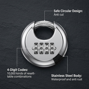 <span class=keywords><strong>Cadenas</strong></span> <span class=keywords><strong>à</strong></span> combinaison antivol haute sécurité en acier inoxydable 201, <span class=keywords><strong>cadenas</strong></span> rond <span class=keywords><strong>à</strong></span> disque - Product Image 1