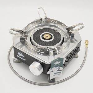 Réchaud de camping au butane en céramique manuel coupe-vent, simple, portable, <span class=keywords><strong>compact</strong></span>, léger, en acier inoxydable, pour la cuisson en extérieur - Product Image 1