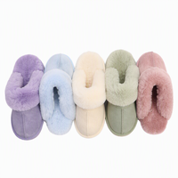 Chaussons d'intérieur/extérieur personnalisés OEM en fausse fourrure pelucheuse pour l'hiver, doublure en coton, semelle EVA, chaussures souples pour la maison, fabricant direct