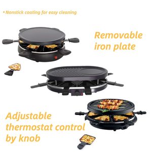 Barbecue 4 6 8 personnes casseroles électrique rond carré <span class=keywords><strong>Raclette</strong></span> Grill antiadhésif Surface de cuisson intérieur ménage <span class=keywords><strong>Raclette</strong></span> Grill - Product Image 4