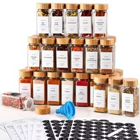 Outils pour herbes et épices de cuisine Bocaux à épices en verre pour assaisonnement Bouteille de sel Poivre Chili Shaker Pots à épices à l'ail avec couvercle en bois d'acacia