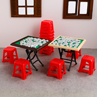 Modèle de table de mahjong miniature, rétro, petit tabouret carré, ornement, accessoire de maison de poupée, décoration, jouet d'imitation pour enfants, cadeau
