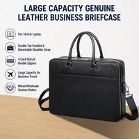 Maletín para Portátil de Cuero Genuino de 14 Pulgadas, Bolsa de Mano para Viajes de Negocios con Ranuras para Tarjetas, Correa de Hombro Desmontable, Logotipo de Marca Personalizado