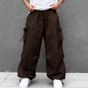 TKAN340 Streetwear personnalisé à la mode pour hommes pantalon de survêtement coupe-vent pantalon Baggy droit pantalon cargo multi-poches en parachute à jambes larges - Product Image 3