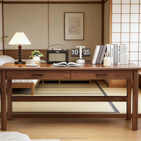 Bureau d'écriture moderne en bois massif personnalisable avec tiroirs de rangement pour bureau à domicile, table d'étude minimaliste en bois, mobilier