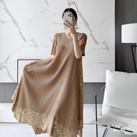 Robe d'été décontractée 2023 plissée Miyake grande taille coupe ample style robe de bal avec franges numériques et boutons, idéale pour les fêtes de Pâques