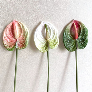 Grande plante artificielle d'Anthurium blanc et vert, centre de table, décoration au toucher réaliste pour la fête des mères et les mariages - Product Image 3