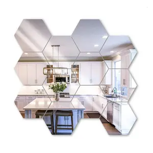 12 ensembles d'autocollants muraux de haute qualité, feuilles de miroir acrylique 3D, miroir hexagonal, autocollant mural pour la décoration de la maison