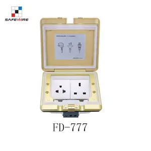 Safewire FD-777-A IP55 Waterproof floorbox Silver Brass color with 2 power socket or data
