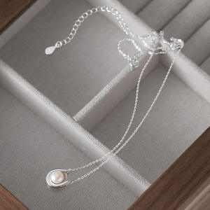 Collier exquis en argent S925, version coréenne, à double boucle, avec perle simple D7443, pour un style élégant, décoration de cou - Product Image 5