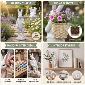 Promotion : Pot de fleurs extérieur en forme de lapin, décorations de Noël, statues de lapins pour plantes, jardinières en forme d'animaux - Product Image 3
