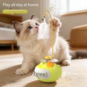 ของเล่นแมว 3-in-1 แบบแท่งหมุน - ลูกบอลแคทนิปและจานหมุน ช่วยคลายเหงาสำหรับลูกแมว - Product Image 1