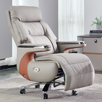 Mobilier de bureau ergonomique à dossier haut et confortable Support lombaire en cuir PU Chaise de bureau de direction pivotante avec repose-pieds