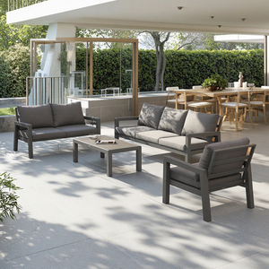 Ensemble de salon de jardin moderne BHR, canapé en aluminium pour <span class=keywords><strong>terrasse</strong></span>, 6 places, ensemble de meubles de conversation, canapé d'extérieur confortable avec table basse - Product Image 1