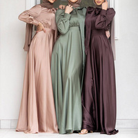 Longue robe Maxi haute qualité EID Ramadan musulman grande balançoire vêtements islamiques Dubai tache Flowy Satin Abaya