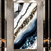 Peinture murale moderne de luxe léger, impression jet d'encre sur panneau de densité métallique, incrustation de diamants, grande peinture murale abstraite pour hall d'entrée