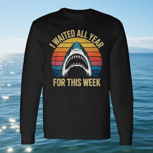 T-shirt à manches longues Shark Lover Ocean Wildlife, design « J'attends toute l'année pour cette semaine » - Product Image 3