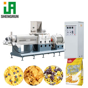 เครื่องทำซีเรียลอาหารเช้าอัตโนมัติ SHENGRUN สำหรับคอร์นเฟลกส์ แป้ง และผลิตภัณฑ์อื่นๆ พร้อมเครื่องอัดรีดแบบสกรูคู่ และเครื่องฆ่าเชื้อในอาหาร กำลังการผลิต 100-500 กก./ชม. - Product Image 3