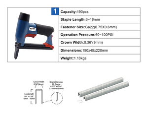 Engrapadora Neumática Industrial y <span class=keywords><strong>de</strong></span> Bricolaje 7116 22GA para Alambre Fino, Pistola <span class=keywords><strong>de</strong></span> Grapas <span class=keywords><strong>de</strong></span> Punta Larga <span class=keywords><strong>de</strong></span> 1/4"~5/8" para Madera y Tapicería - Product Image 2
