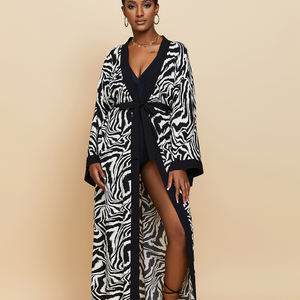 Kimono vêtements de plage été femmes portent caftan Long Civer Floral Cardigan ouvert Kimono plage nageur couvrir robe pour Bikini - Product Image 1