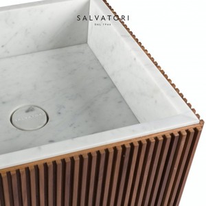 Salvatori Adda moderno Freestanding 41x41 bagno in legno a coste lavabo a mano per uso alberghiero per bagno o zona lavaggio - Product Image 4