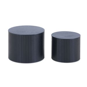 Juego de mesa de centro anidada DB de 2 piezas, muebles convertibles de MDF para sala de estar con almacenamiento, Color negro para sala de estar - Product Image 2