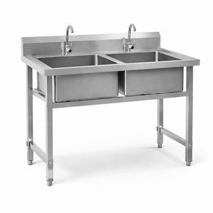 Fregadero doble de acero inoxidable de gran capacidad y duradero para cocina de <span class=keywords><strong>catering</strong></span>, venta al por mayor - Product Image 4