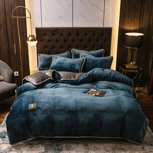 Mềm Nhung Tấm Ga Giường Bộ Đồ Giường Thiết Lập Cho Mùa Đông, Sang Trọng Chăn Comforter Duvet 4Pcs Bộ Đồ Giường Bộ Bộ Sưu Tập - Product Image 3