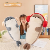 Oreiller en peluche phoque le plus vendu, casque audio mignon, jouet en peluche unisexe, rembourrage en coton PP, compagnon de sommeil parfait, décoration d'intérieur
