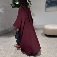 Abaya musulmane de luxe sur mesure 2025 de Dubaï pour femmes, avec détail de nouage au dos, robe modeste ouverte