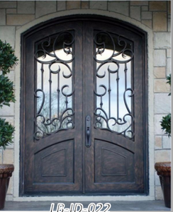 Modern Iron Front <strong>Door</strong> with <strong>Glass</strong> <strong>Inserts</strong> - European Style Wrought Iron Main <strong>Entry</strong> <strong>Door</strong> for Villa &amp; Hotel Exterior Design - Product Image 6
