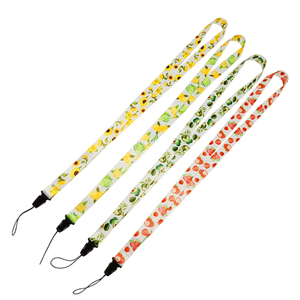 Wholesale Sublimation Fruit Floral <b>Lanyard</b> Soft <b>Polyester</b> Neck Strap with Special Phone Hanging Loop - Product Image 1