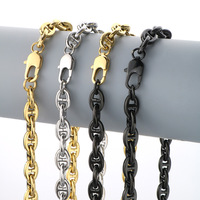 Hip Hop Bijoux Élégants 18k Or Argent Noir Lien Chaîne Bracelet 9MM En Acier Inoxydable Déclaration Collier Ras Du Cou En Gros
