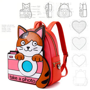 Mochila personalizada con diseño de gato y cámara, mochila temática de fotos, mochila de piel sintética con diseño de anime para mujer - Product Image 3