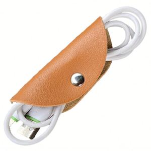 Correas de cuero PU para etiquetas de equipaje, organizador de cables redondos, cables de carga reutilizables, ataduras para cables - Product Image 1