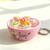 Mini porte-clés anti-stress en forme de plat de nourriture, jouet à presser en forme de dessert, pendentif anti-stress pour les doigts, vente en gros personnalisée