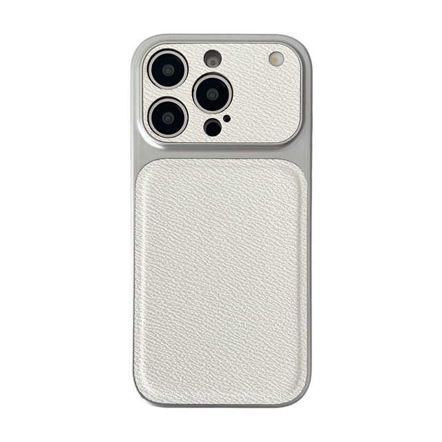 Craters Texture PC Leather Phone Case for iPhone 15/16/17 Pro/Pro Max - Anti-Drop Protection with Precision Cutouts